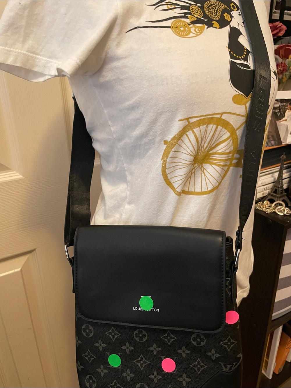 Beautiful Black Monogram Crossbody Bag .Closet Clearout no returns.